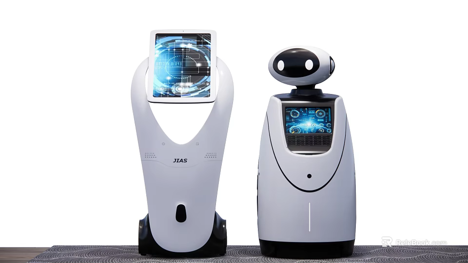 Public Facility Service Robots With Interactive Screens And Intelligent Assistance Features 3d model 