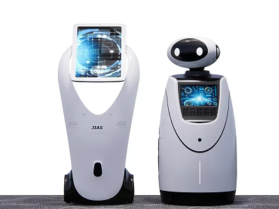 Public Facility Service Robots With Interactive Screens And Intelligent Assistance Features 3d model