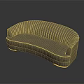 Modern Beige Curved Sectional Sofa With Striped Design And Golden Legs