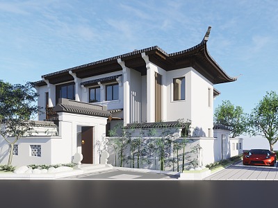 New Chinese-style single-family villa with courtyard model