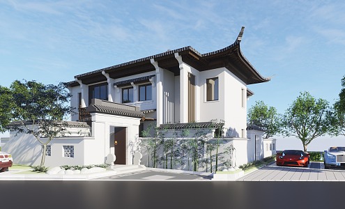 New Chinese-style single-family villa with courtyard 3d model