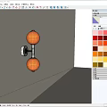 Modern Unique Wall Lamp With Two Spherical Lampshades And Metal Bracket Mounted On Light Wall
