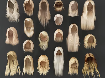 Various Gold And Light Colored Jewelry Accessories With Different Styles And Lengths On Dark Background 3d model