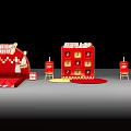 Game Interactive Zone Design With Red Background Number Grids And Display Stands 3d model