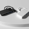 USB C Hub Black And White With Multiple Ports For Mobile Digital Devices 3d model