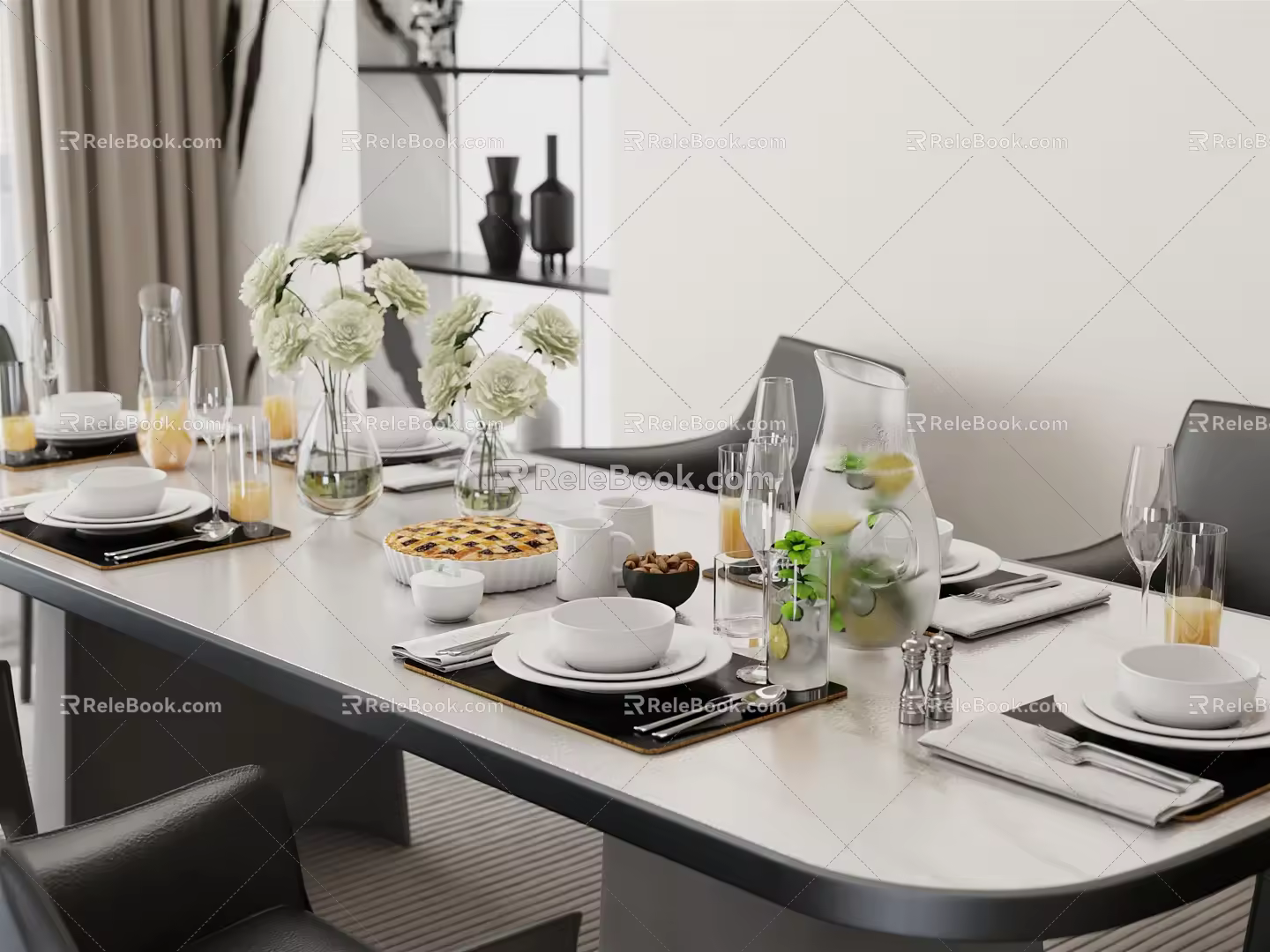 Modern Tableware Dining Table 3d model
