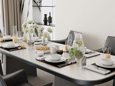 Modern Tableware Dining Table model