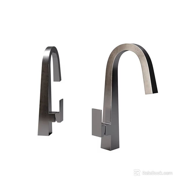 Modern Stainless Steel Faucet Design With Curved Spout And Sleek Handle 3d model 