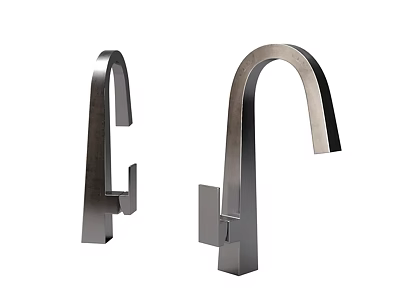 Modern Stainless Steel Faucet Design With Curved Spout And Sleek Handle 3d model