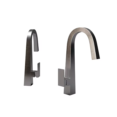 Modern Stainless Steel Faucet Design With Curved Spout And Sleek Handle 3d model