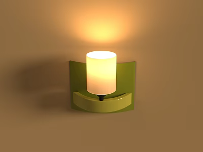 Modern Green Wall Lamp With White Lampshade Emitting Warm Soft Illumination 3d model
