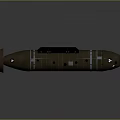 Cylindrical Underwater Vessel With Rear Propeller Glass Windows And Metallic Surface