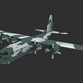Camouflage Painted Passenger Plane With Multiple Propellers And Green White Color Scheme
