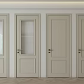 Beige Interior Swing Doors With Glass And Solid Panels In Modern Room 3d model
