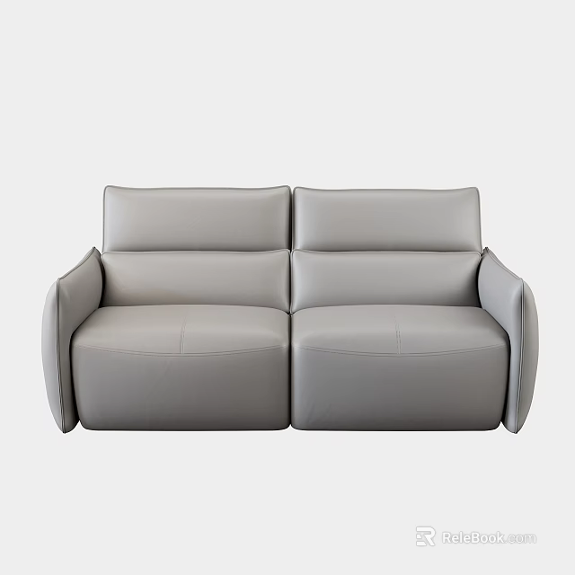 Modern Gray Leather Two Seater Sofa With Comfortable Backrest And Stylish Armrests 3d model
