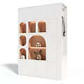 Modern White Display Cabinet With Geometric Open Shelves And Decorative Ornaments