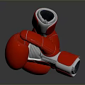 Red Leather Boxing Gloves With Silver Accents For Training And Fitness