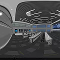 Modern Monitoring Room With Multiple Computers Desks Ergonomic Chairs Large Display Screen And Observation Windows