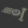 Gray Plastic Model Scene Components With Square Base Round Transparent Part And Long Strip Structure