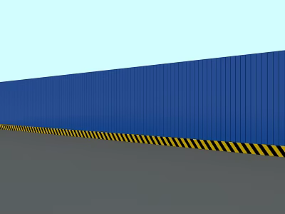 Blue Safety Fence With Yellow Black Striped Base For Outdoor Areas 3d model