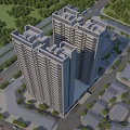 Modern High Rise Residential Buildings Surrounded By Greenery Roads And Parking Area