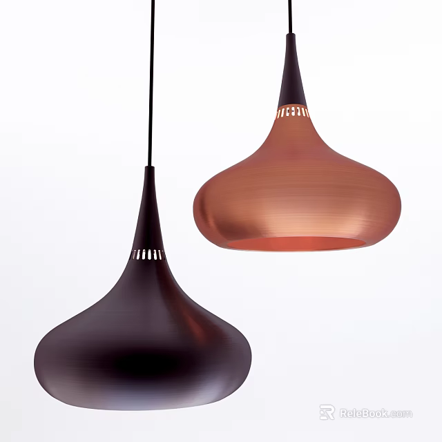 Modern Stylish Pendant Lights In Brown And Copper Tones With Sleek Contemporary Design 3d model 