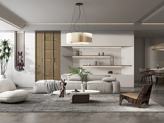 Quiet Dining Room Living Room Dining Room Sofa Coffee Table Combination Dining Table and Chair 3d model