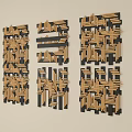 Three Piece Modern Geometric Wall Decor With Black And Gold Intricate Patterns
