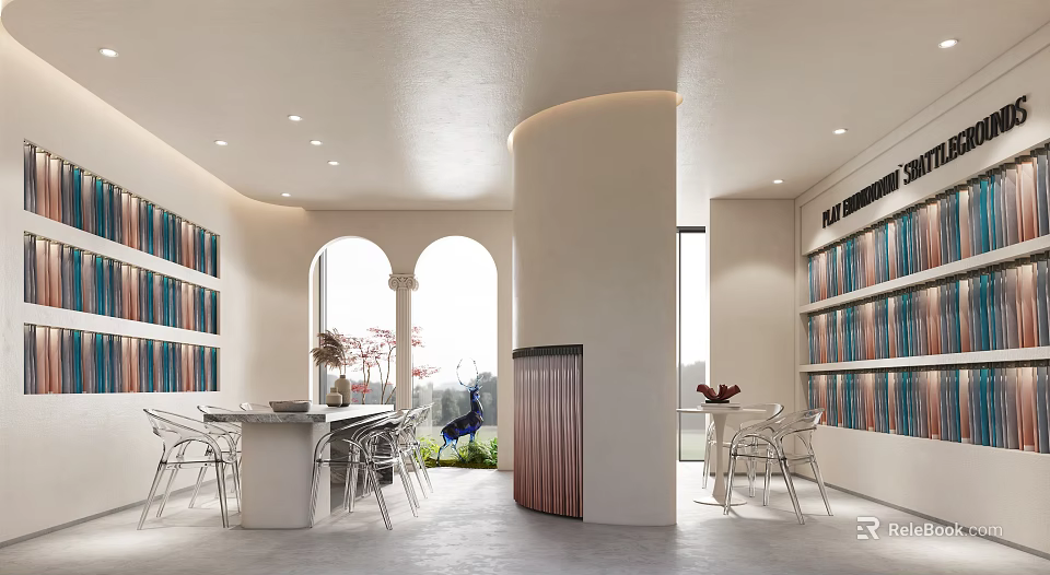 Modern Boutique Store Interior With Open Design Display Racks And Lighting 3d model 
