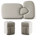 Light Gray Upholstered Sofa Stool With Ergonomic Cushion And Sturdy Design 3d model