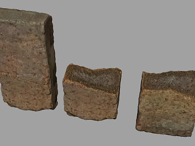 Building Exterior Wall Construction With Different Shaped Brown Textured Bricks 3d model
