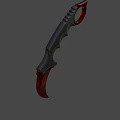 Tactical Weapon With Red Sharp Blade And Black Ergonomic Handle Design