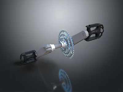 Sturdy Bicycle Crankset with Chainring and Pedals for Daily Living Use 3d model