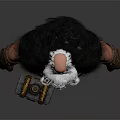 Fantasy Muscular Dwarf Character With White Beard Fur Trimmed Outfit Stone Hammer And Wooden Chest