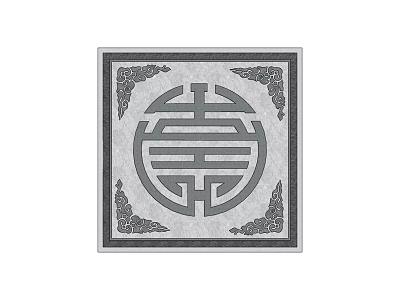Traditional Chinese Floor Tile With Central Double Happiness Symbol And Decorative Patterns 3d model