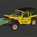 Yellow and Black Off Road Vehicle With Cartoon Stickers Open Top And Unique Wheels