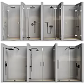 Modern Shower Head Designs In Glass Enclosed Shower Room With Chrome Finish