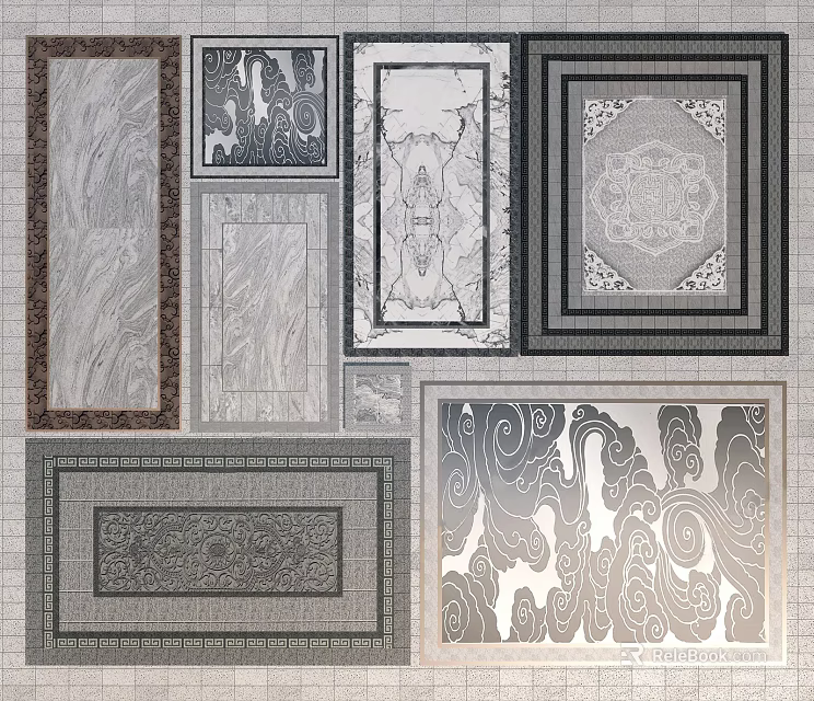 Various Decorative Pattern Designs For Interior With Intricate Textures And Borders 3d model