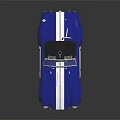 Blue Classic Convertible Sports Car With White Stripes And Shiny Wheels