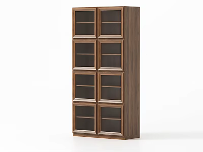 Sturdy Wooden Bookshelf With Glass Doors And Multiple Storage Shelves Design 3d model