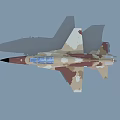 Military Camouflage Fighter Jet With Brown Beige Paint And Transparent Cockpit On Gray Background