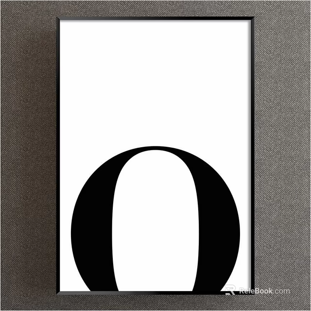 Black Letter O Decorative Design With White Background And Dark Borders Artwork 3d model 