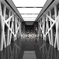 Modern office aisle 3d model