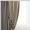 Elegant Layered Curtains With Sheer White Panels And Brown Textured Drapes
