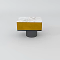 Stylish Modern Bedside Table With Marble Top Golden Section And Black Cylindrical Base 3d model