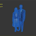 Two People In Formal Attire Standing Against Gray Background 3d model