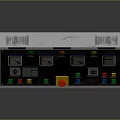 White Control Panel Console With Dials Buttons Switches And Warning Labels