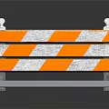 High Visibility Traffic Barricade With Orange White Stripes And Multiple Horizontal Bars For Road Safety