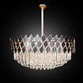 Elegant Crystal Chandeliers With Diamond Pattern Gold Frame And Hanging Design 3d model