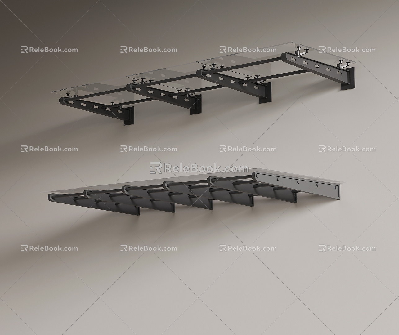 Modern glass canopy awning 3d model